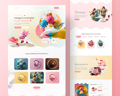 Icecream Landing page design, UIUX, website design branding design figma frontend design graphic design illustration landing page logo ui vector