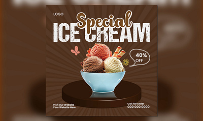 Social Media Post Design ( Ice Cream ) branding fb post graphic design logo social media design social media post ui