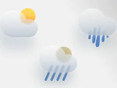 Day 7- Weather Glass Icons ☀️🌧️ 3d graphic design ui