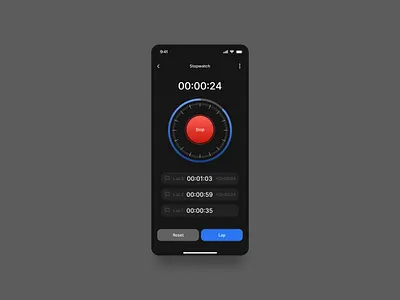 Stopwatch app interface app interface components dailyuichallenge design mobile stopwatch ui ux