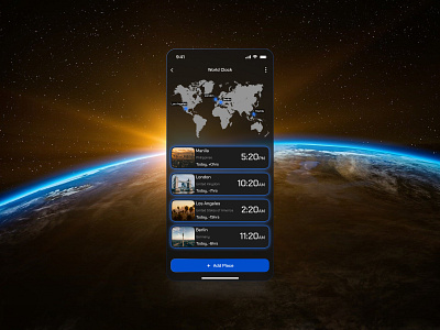 World Clock app ui components dailyuichallenge design mobile ui ux world clock app