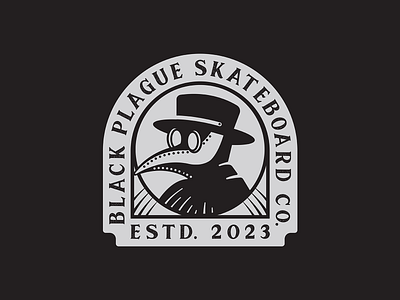 Black Plague Skateboard Co. Badge badge branding design graphic design identity illustration logo mark plague doctor skateboarding skateboards