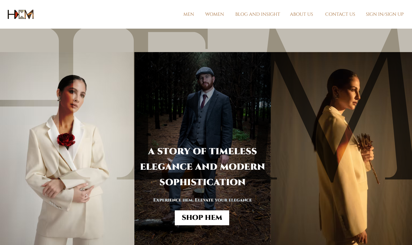 HEM LUXURY CLOTHING. branding design e commerce fashion landing page ui web design