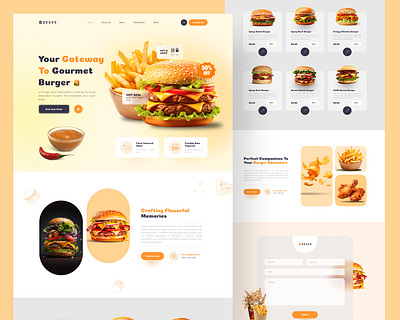 brugo - burger UIUX design, landing page, website branding design figma frontend design graphic design illustration landing page logo ui vector