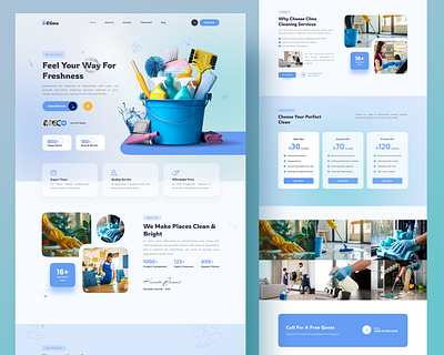 Clino - Cleaning service UIUX design branding design figma frontend design graphic design illustration landing page logo ui vector