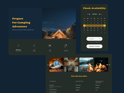 Camping | Direct Booking Series camping direct booking guest hospitality host host management landing online booking travel ui design user exprience vacation rental web design