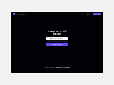 Simple Login Flow with GitHub Integration dark mode github landing page login login flow minimal sign in sign up simple ui ui design ux ux design website website design