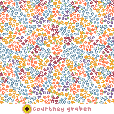 Painted Ditsy Floral Repeat by Courtney Graben art design digital art illustration pattern surface design surface pattern design