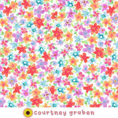 Painted Watercolor Floral by Courtney Graben art design digital art illustration pattern surface design surface pattern design