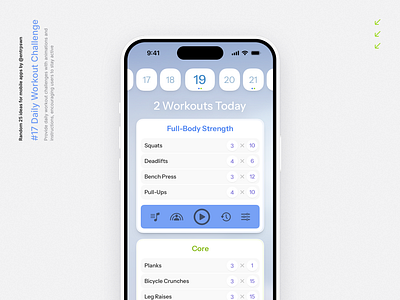Daily Workout Challenge app fitness ios iphone mobile sport ui workouts