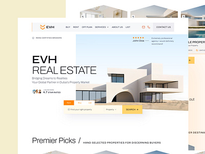 EVH - Real State Brokers brokers crm design ui diseño web dubai dubai investment homepage investment landing page orange website property propphy real state realstatewebsite rera certified brokers website design