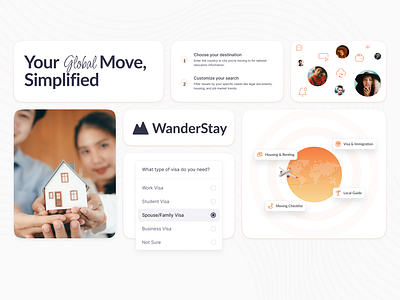 WanderStay - Relocation Support Website Bento Grid bento branding clean design logo minimal travel ui website