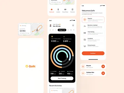 Gofit Fitness Mobile App aesthtic fitness gym minimal mobile app modern new ui design