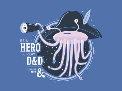 D&D Extra Life T-Shirt 2022 dd dungeons dragons fantasy flapjack flumph illustration spelljammer