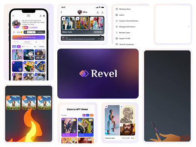 Revel.xyz mobile app Experiences | Web3 3d ai animation app bento cards clean crypto design game interface ios lottie mobile nft revel.xyz style guide ui ux web3