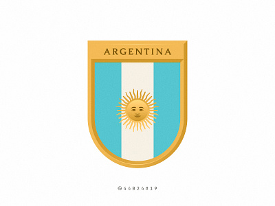 44B24#19 argentina badge belgrano design face flag football gold illustration mayo retro shield smile soccer sticker sun vintage