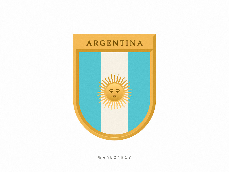 44B24#19 argentina badge belgrano design face flag football gold illustration mayo retro shield smile soccer sticker sun vintage