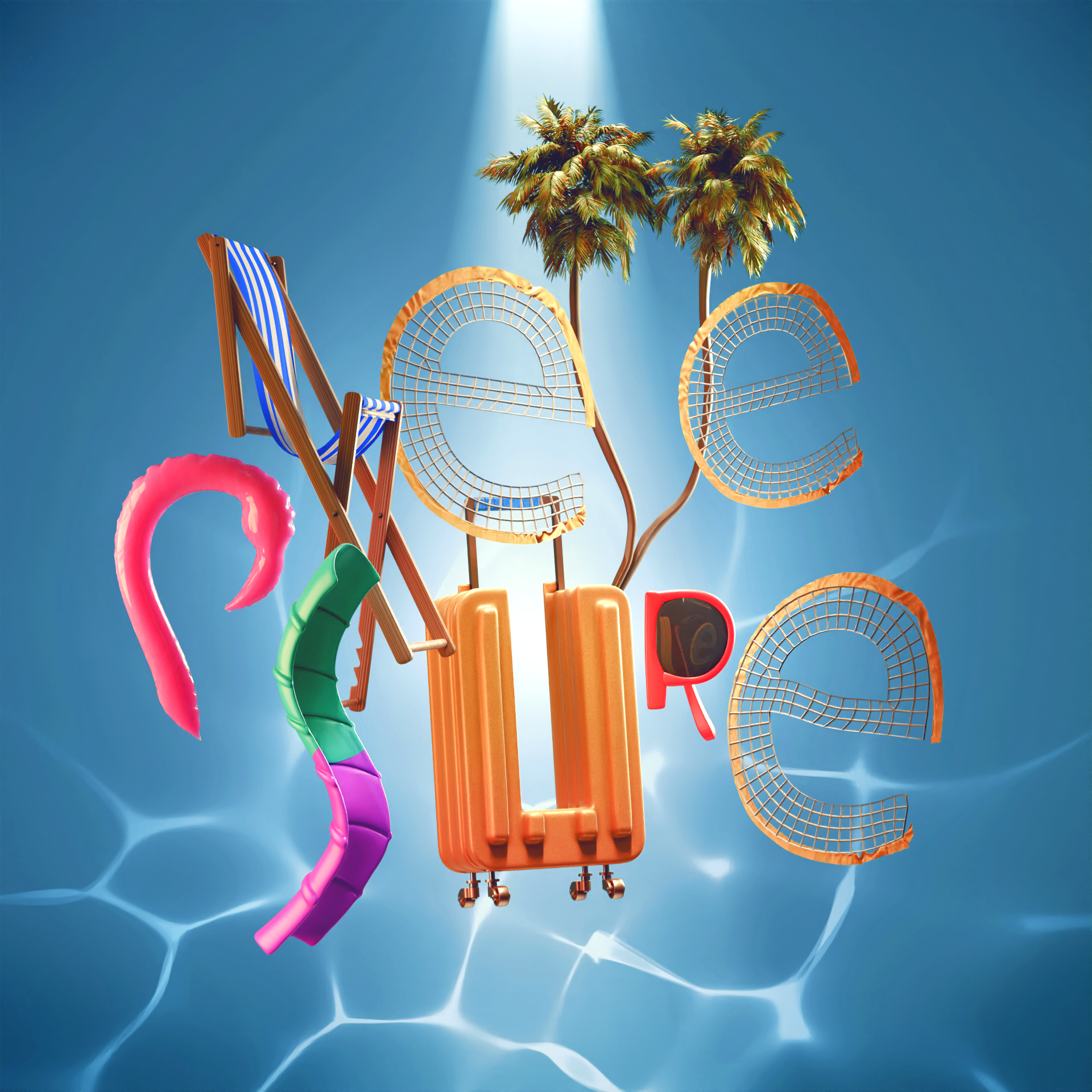 Summer - 3d Type 3d branding graphic design illustration typography