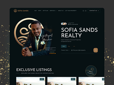 Sofia Sands - An Luxury Real State brokers dark mode dark website design ui diseño web dubai dubai investment dubai real state homepage investment landing page property propphy real state realstatewebsite ui website design