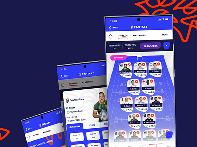 RWC 2023 Fantasy Game Design app design brand fantasy game design ui ux