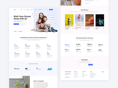 The landing page of a financial institution's website adobe xd bank beautiful design design figma financial website landing page ui design uiux ux ui website design