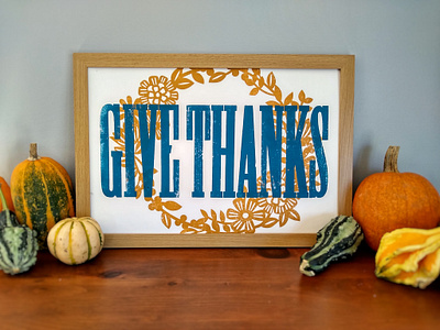 Give Thanks Letterpress Print design graphic design le letterpress limited edition relief print relief printing typography