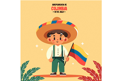 20 De Julio with People Holding Colombian Flags Illustration celebration colombia commemorate country culture day event festival flag holiday independence independencia nation parade party patriot people pride symbol unity