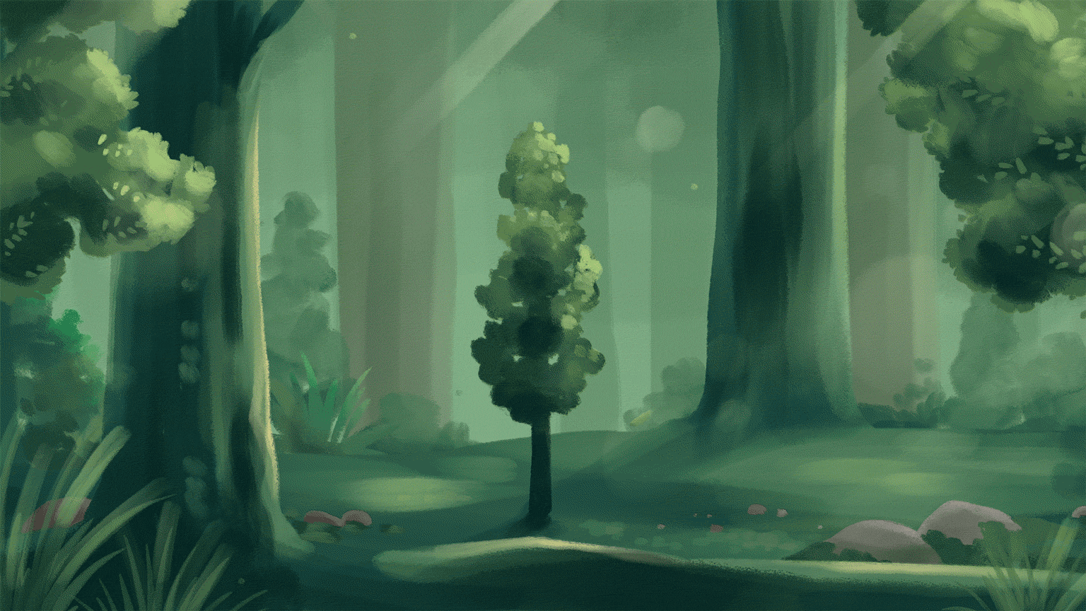 The Forest of Opportunity animation birds forest illustration light procreate trees
