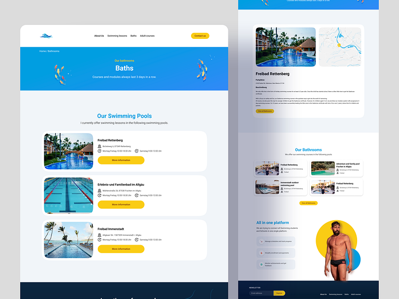 Swimming School Website Inner Pages Version - 2 clean ui design clean website design complete website design creative web design school school website school website ui swimming swimming app swimming school swimming school website swimming school website design swimming theme swimming ui swimming ui design ui design uiroll uiux design web application design