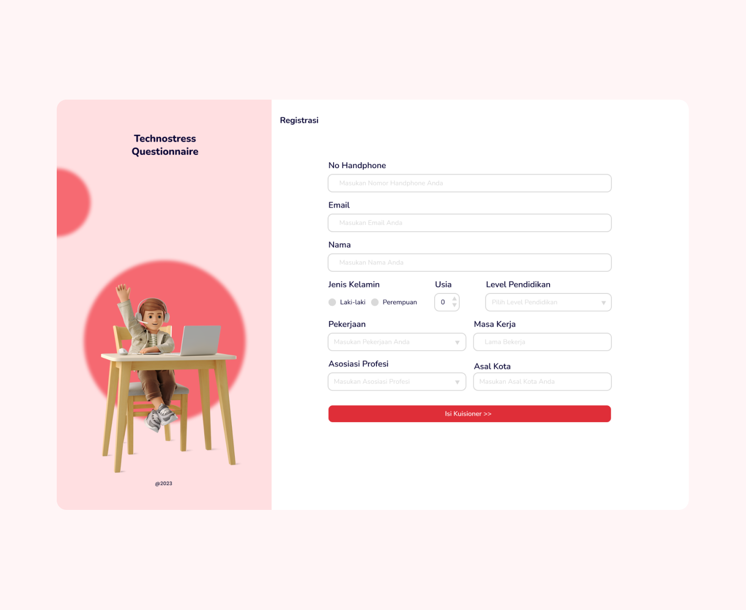 Technostress Questionnaire - UI/UX Design 3d animation app branding design graphic design illustration logo motion graphics typography ui ux vector