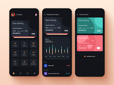 Banking App bank banking banking app credit card dark mode deposit finance finance app financial financial tech fintech withdrawal