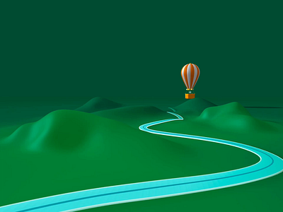 Travel Balloon 3d animation balloon hot air balloon mountain roads spline travel balloon ui