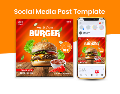 Burger Social Media Post Design banner design beauty poster branding facebook post flyer food banner food post design graphic designer instagram post post banner design post template design poster designe social media content social media post design