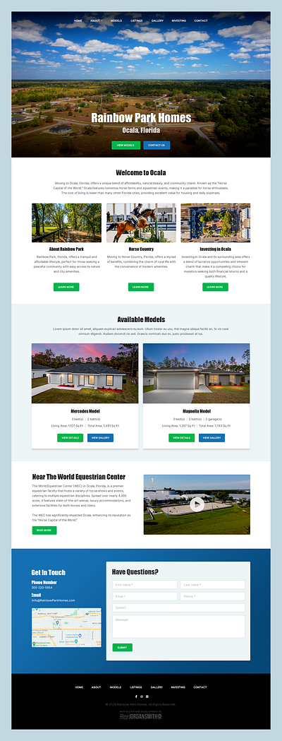 Rainbow Park Homes // Web Design equestrian florida home house investing investment neighborhood property real estate web design