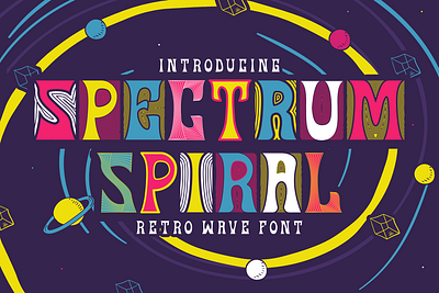 Spectrum Spiral – Retro Wave Font advertising branding font classic design display font illustration logo design logo font magazine font modern font modern retro music packaging font poster font product design retro retro wave title typography unique font vintage