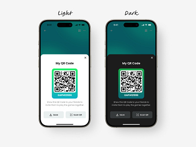 QR Code Screen app app design barcode clean code dailyui dark game invite mobile app qr qr code qrcode scan scanner ui ux