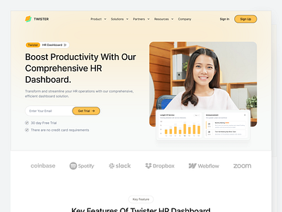 Twister - HR Landing Page clean design company dashboard employee hr hr landing page hr management hr tool human resource landing page landing page design landing page hr landing page saas managing saas saas landing page ui ui design web design website