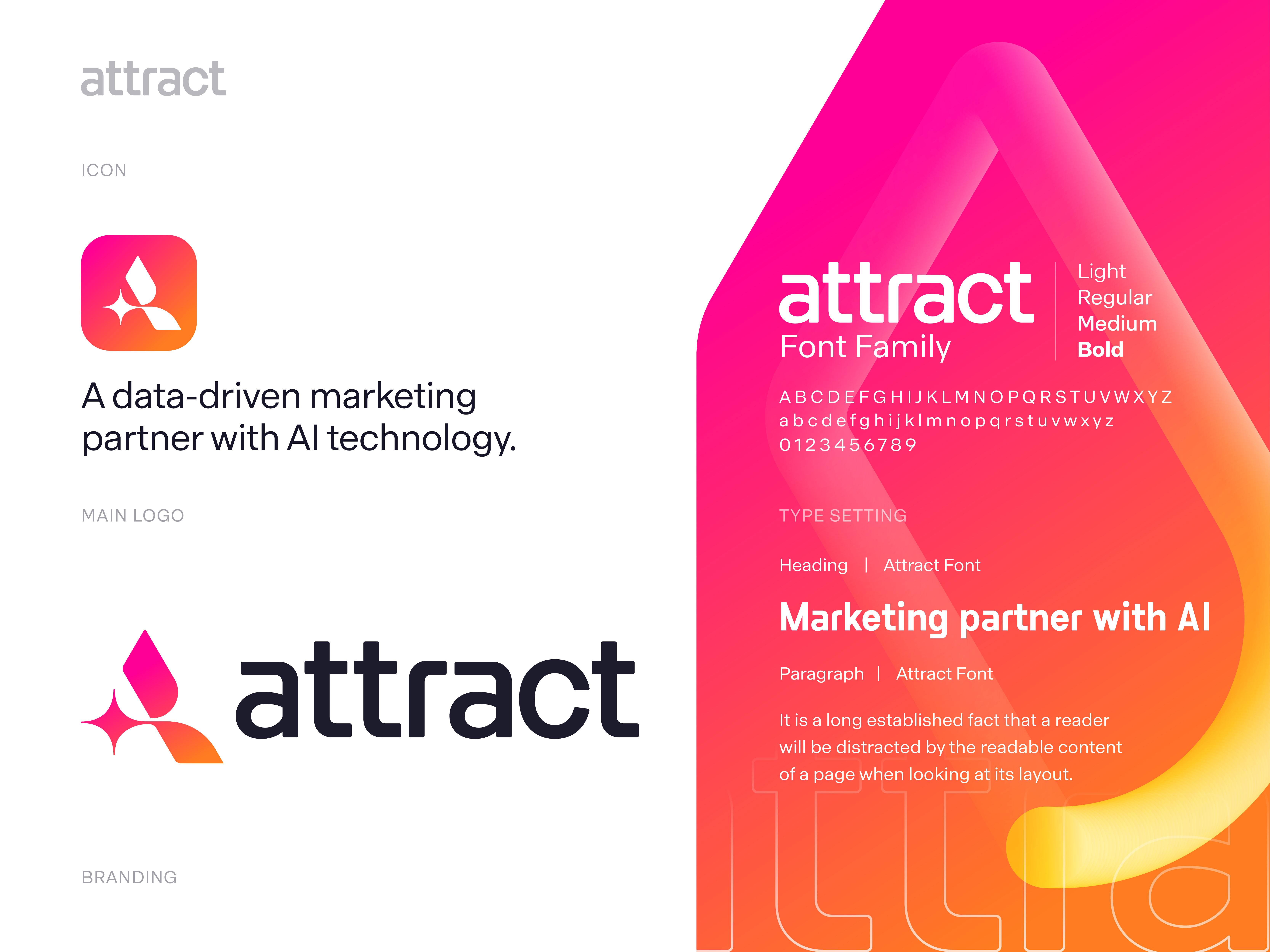 Attract Logo Design ai attract brand branding creative logo data driven focus graphic design icon identity letter a logo logo design logo designer logos logotype marketing agency modern logo symbol