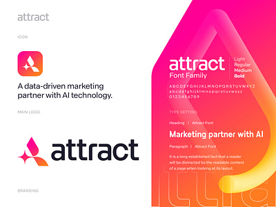 Attract Logo Design ai attract brand branding creative logo data driven focus graphic design icon identity letter a logo logo design logo designer logos logotype marketing agency modern logo symbol