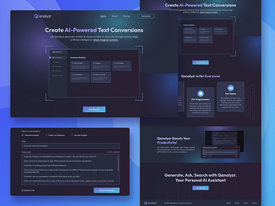 Qanalyzr ✦ Website ai website artificial intelligence branding dark dashboard futuristic gradient landing page minimal ui ux website