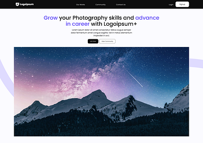 Photography community landing page ui ui ux user interface user research webdesign website website design