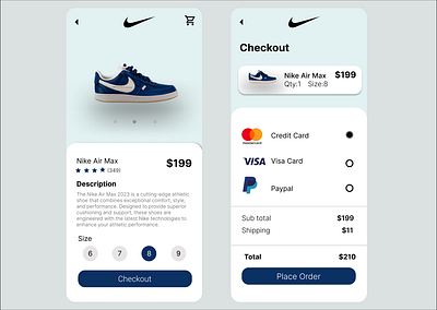 Nike Checkout App UI Design design ecoommerce apps mobile app nike app ui ui design ui designer uiux design user interface ux ux design