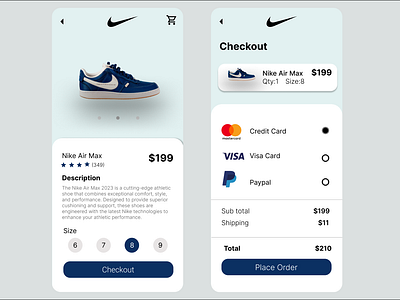 Nike Checkout App UI Design design ecoommerce apps mobile app nike app ui ui design ui designer uiux design user interface ux ux design