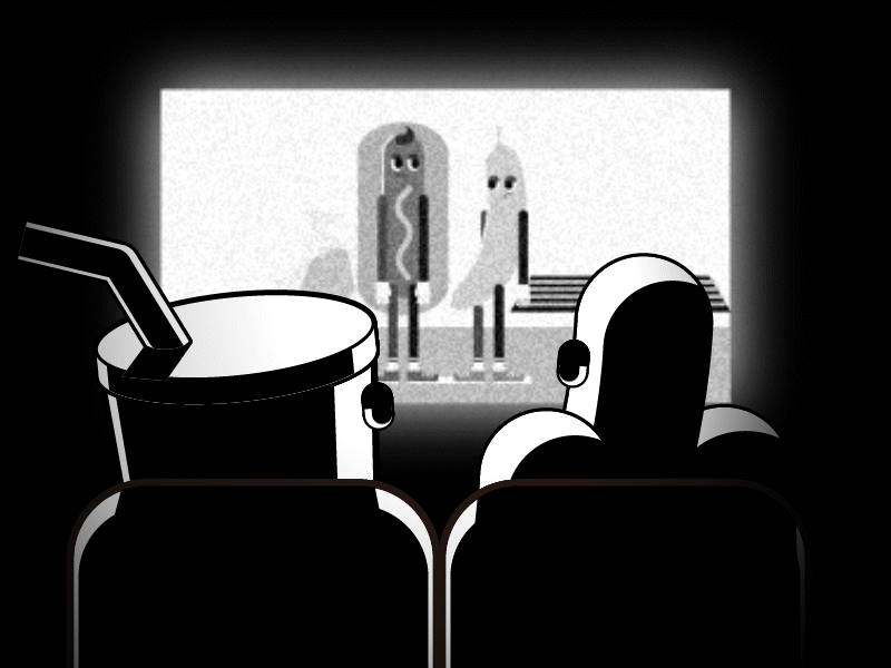 boring movie📽️ animation drink film hotdog illustration movie theater