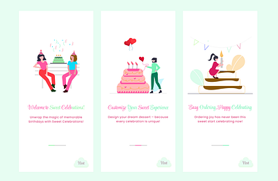 Sweet Celebrations - Mobile App Onboarding Screens application appsdesign design figma graphic design mobileapps ui ux