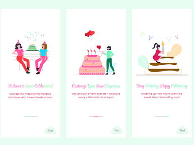 Sweet Celebrations - Mobile App Onboarding Screens application appsdesign design figma graphic design mobileapps ui ux
