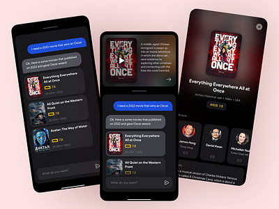 AI Movie and TV Show Recommender App UI ai recommender chat chatbot chatgpt entertainment gpt hbo max material design movie app movies netflix series tv show ui ux
