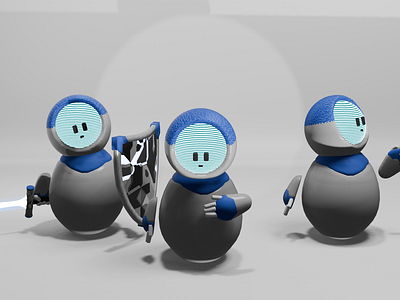 3d modeled robots doing poses 3d 3d model 3d modeling animation blender3d
