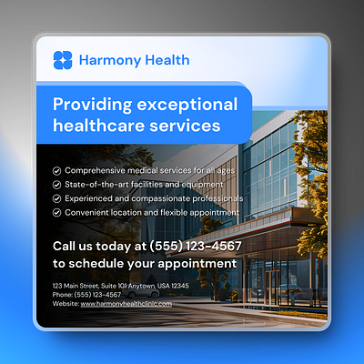 Health clinic visual design - social media post branding graphic design visual design