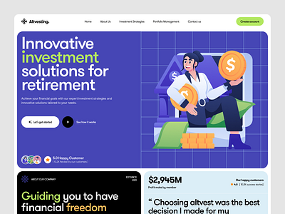 Altvesting- Investment Landing page 💰 banking finance header header illustration illustration illustration pack investing investment investment illustration landing page money money illustration ui ui design website illustration